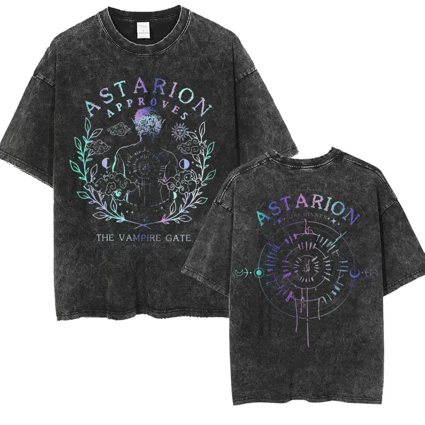 Astarion Girl Dinner Graphic T Shirt Baldurs Gate 3 Fan Gamer Washed T Shirts Women Men's Vintage Gothic Cool T-shirt Streetwear 6