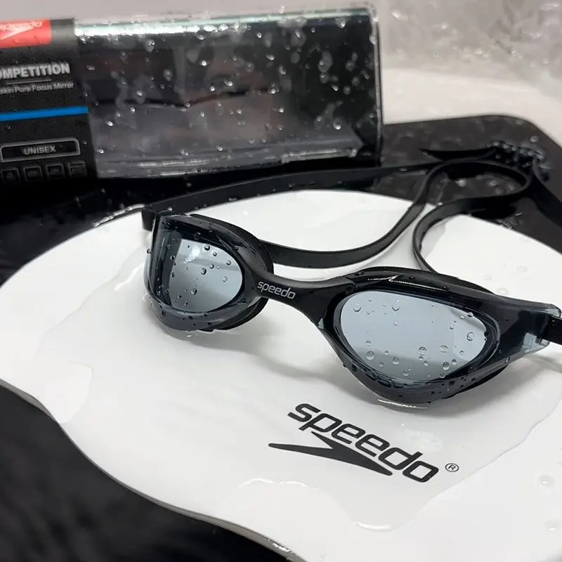 2300 black swimming goggles + white silicone swimming cap