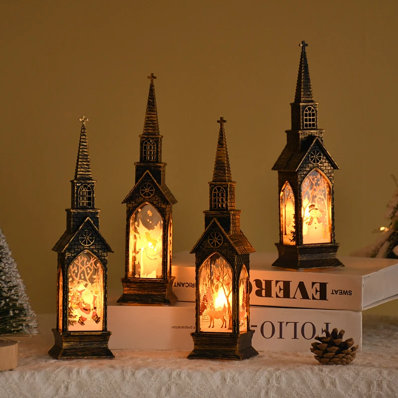 Santa Claus Snowman Lantern Lamp Christmas LED Night Light Table Ornament Christmas Decoration for Home Xmas Navidad Gifts