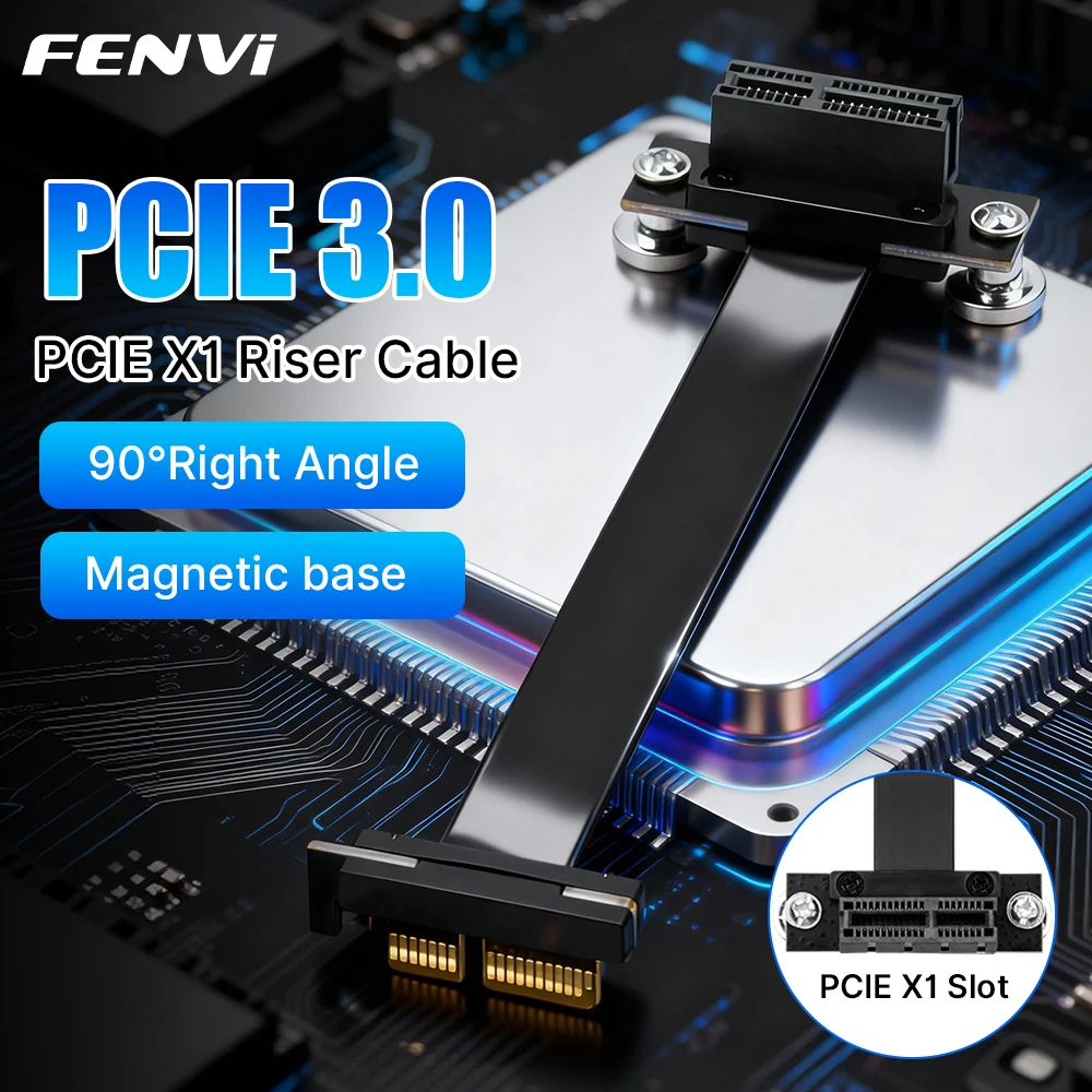 Cable elevador FENVI PCIE 3,0 X1, ángulo recto de 90 grados, 8Gbps, Cable de extensión PCIe 3,0 X1 a X1 para adaptador de tarjeta WiFi PCI Express