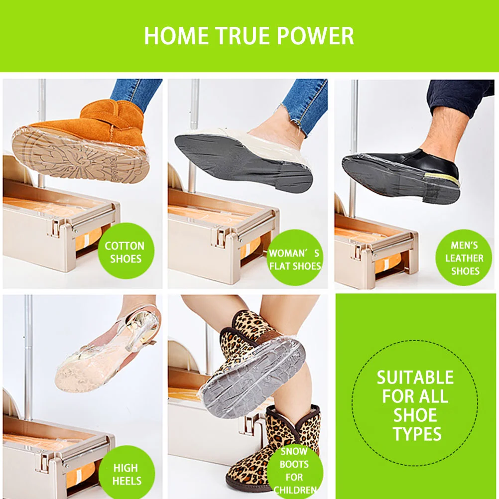 Disposable Shoe Covers 1 Roll Strong Adhesive Transparent Plastic Film for Home Automatic Shoe Covers Dispenser