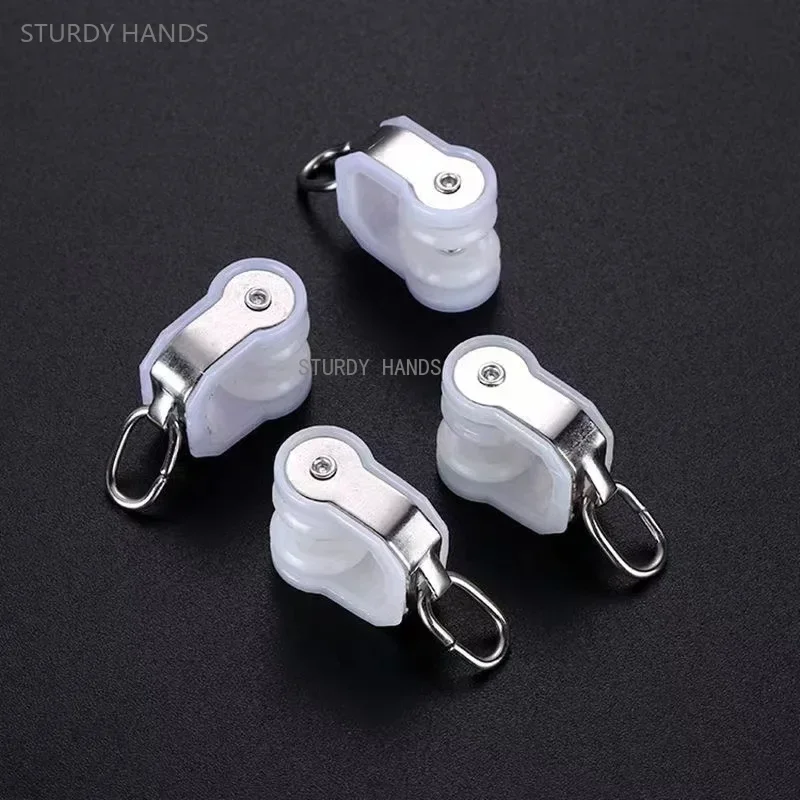 Curtain Track Pulley 10Pcs Stainless Steel Pulley Metal Roller Curtain Accessories Sling Hook Wheel Window Hardware