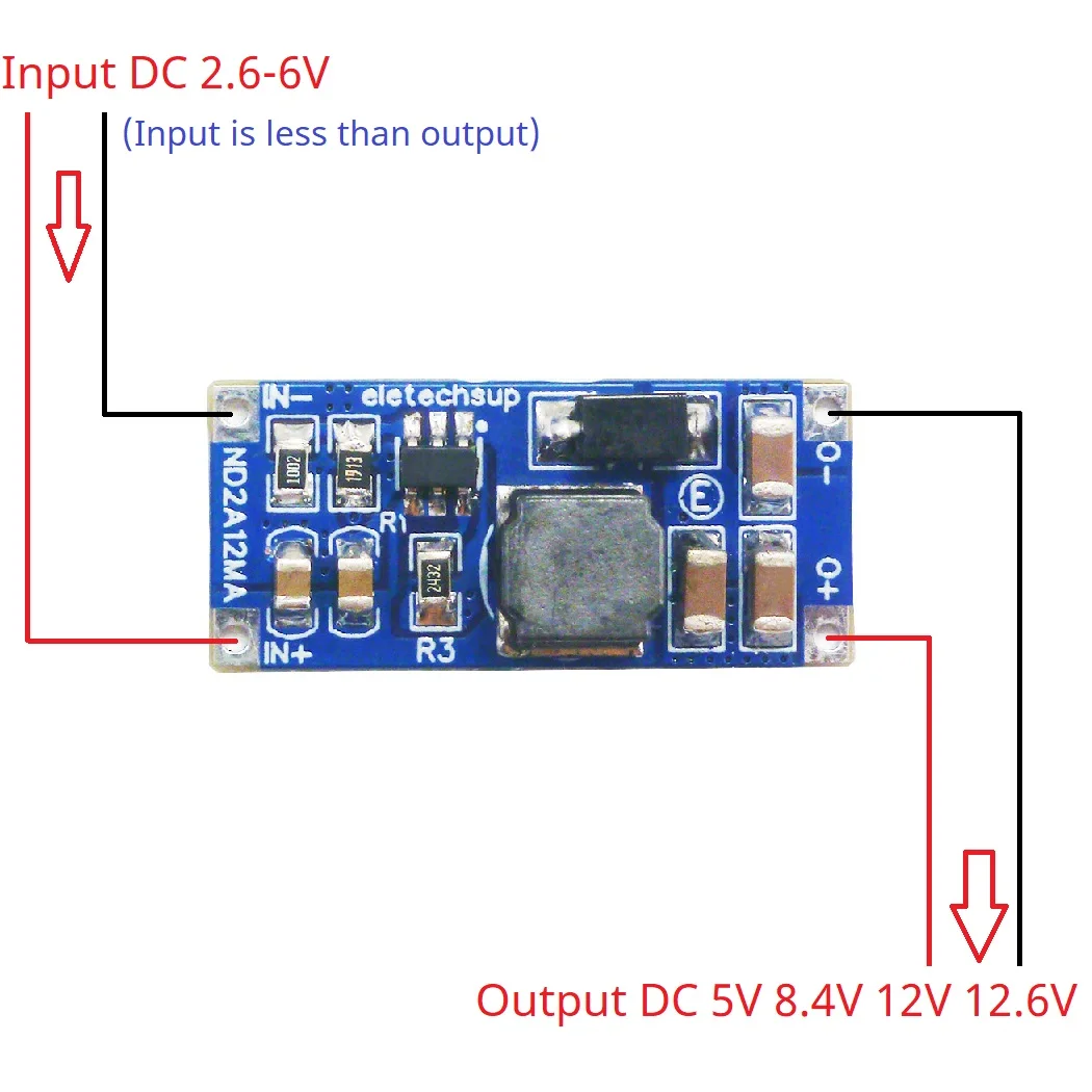 DC-DC 컨버터 3.3V 3.7V 4.2V  5V 8.4V 12V 12.6V 전압 부스터 ..