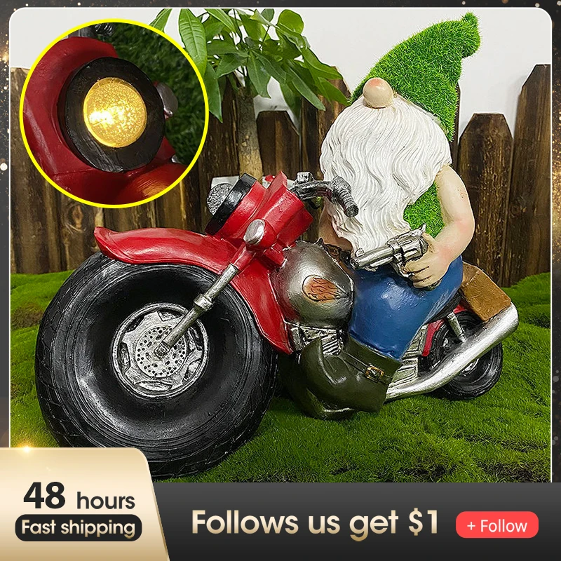 

OUFU Christmas Ornaments Lights Dwarf Lamp Decoration 2023 Christmas Ornaments with Light Forest Spirit Motorcycle Lawn Lamp