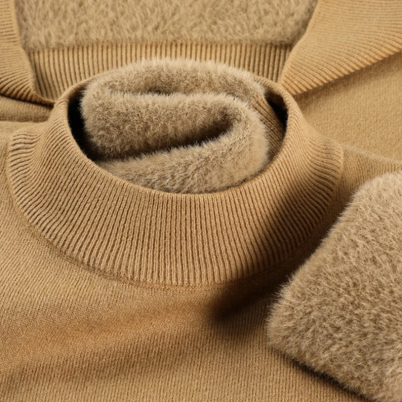 WOBDAEL Men's Crew Neck Wool Sweater Dropshipping Mens Winter Super Warm Pullovers Thermal Wool Black Knitted Sweater Clothing - 2