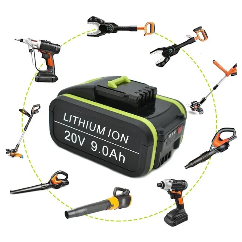 WORX-batería de litio recargable con cargador, herramienta eléctrica de repuesto, 20V, 9Ah, WA3551, WA3553, WX390, WX176, WX178, WX386, WX678