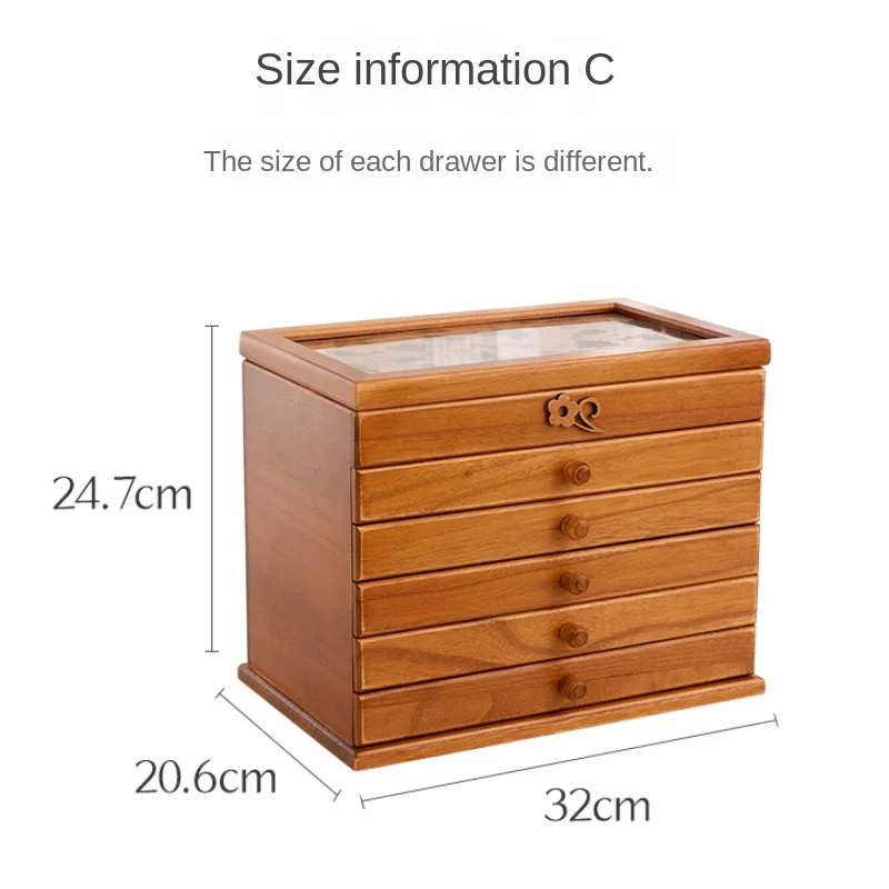 Wood Drawer Jewelry Box Organizer for Ring Necklace Jewelry Boxes Storage Women Bracelet Earrings Tray Separators 6