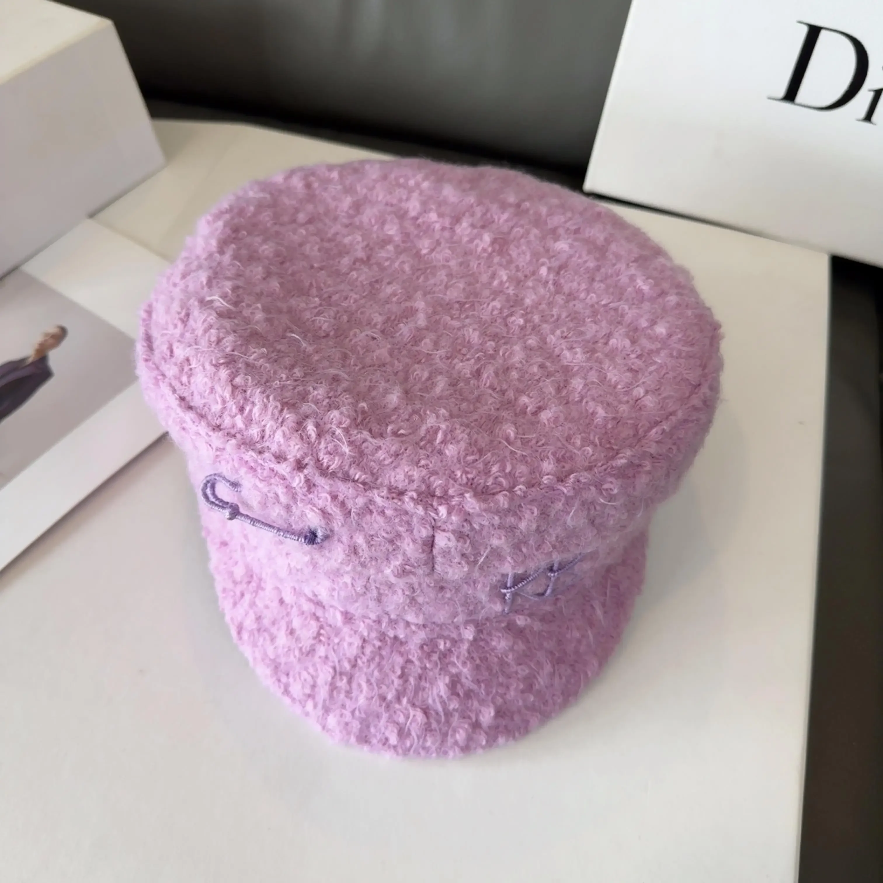 Newasboy Winter Caps Lamb Hair Casual Hats Letter