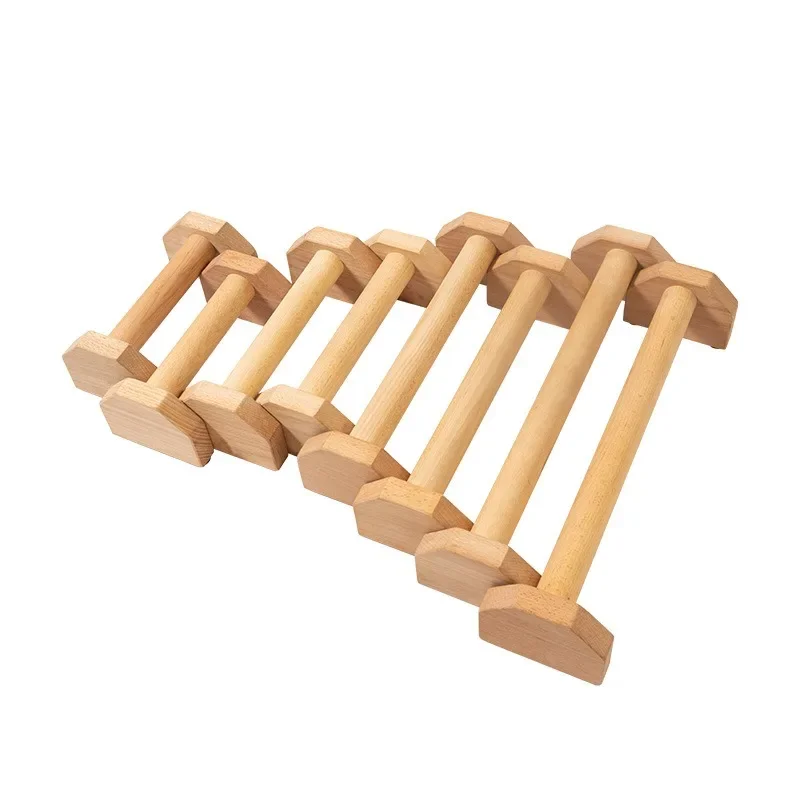 Factory Direct Wooden Push Up Stand Wooden Parallettes Wood Pushup Bars Home Workout Equipment