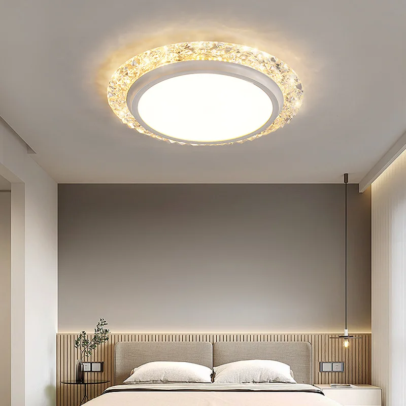 

Modern Iron Aluminum Acrylic White Round Household Ceiling Lamp Study Bedroom Decorative LED Dimming Lighting Fixture 50cm 60cm