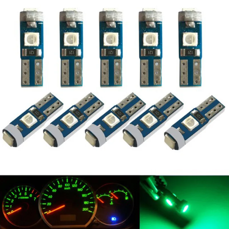 thumbnail image 1 of 2/6/10 piezas T5 bombilla LED W3W W1.2W LED Canbus luces interiores del coche tablero indicador de calentamiento cuña lámpara de instrumentos automático 12V blanco, 1 of 5