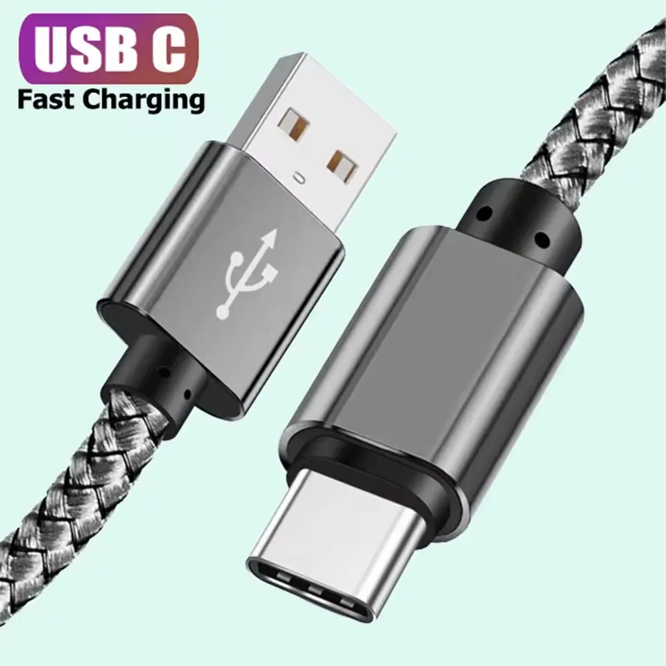 High-Speed Nylon Braided USB A to Type C Charging Cable - 1M/2M/3M Durable Fast Charger