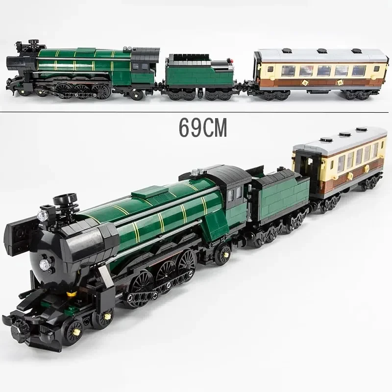 City High Tech Retro Steam Train Large-Scale Technical Brick Compatible 10194 Building Blocks Set Toys for Adults Children