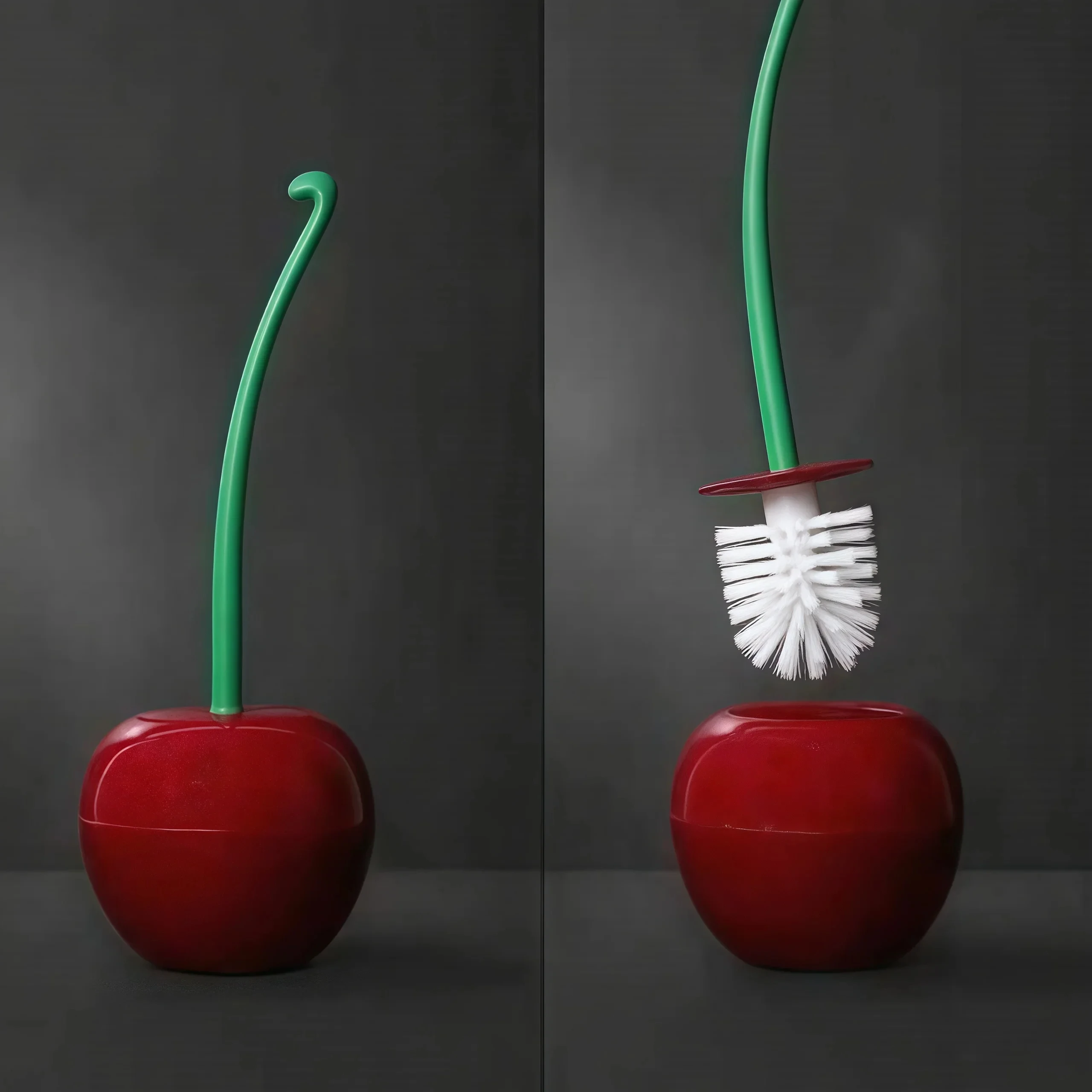 Kreatives Toilettenbürstenset in Kirschform mit langem Griff – Halter für Badezimmerreinigungswerkzeuge, elegantes Accessoire für die Toilettenhygiene_voghion.com