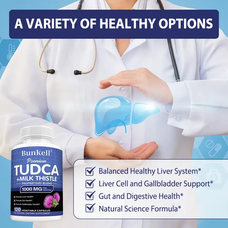 TUDCA + Milk Thistle Blend-1000 Mg, Supports Healthy Liver Function, Intestinal Health, and Promotes Gallbladder Health