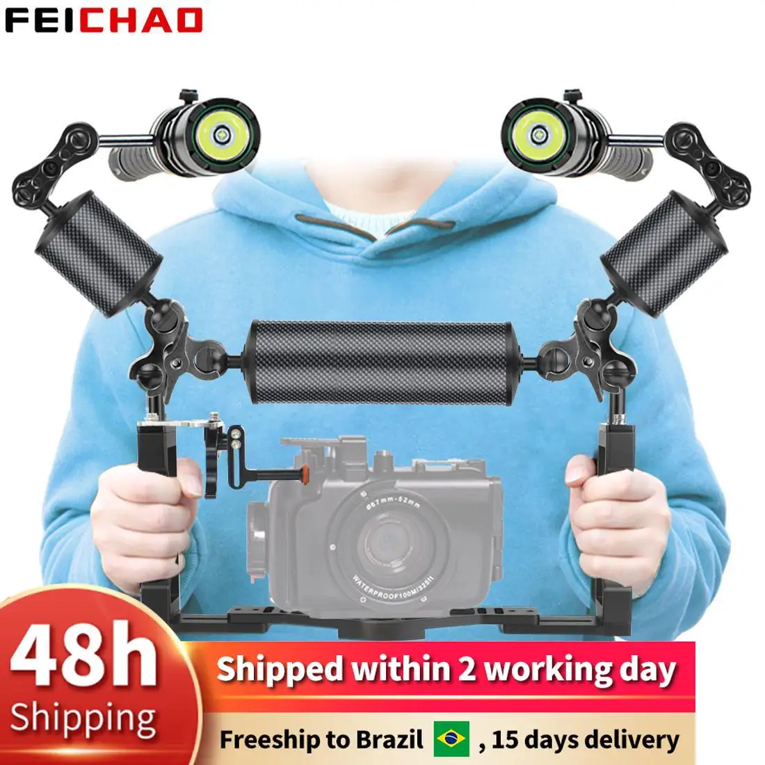 Bandeja de doble para buceo, soporte estabilizador, Kit de soporte con brazo flotador de flotación, luces de relleno subacuáticas para cámaras GoPro 10 DSLR - AliExpress Productos electrónicos