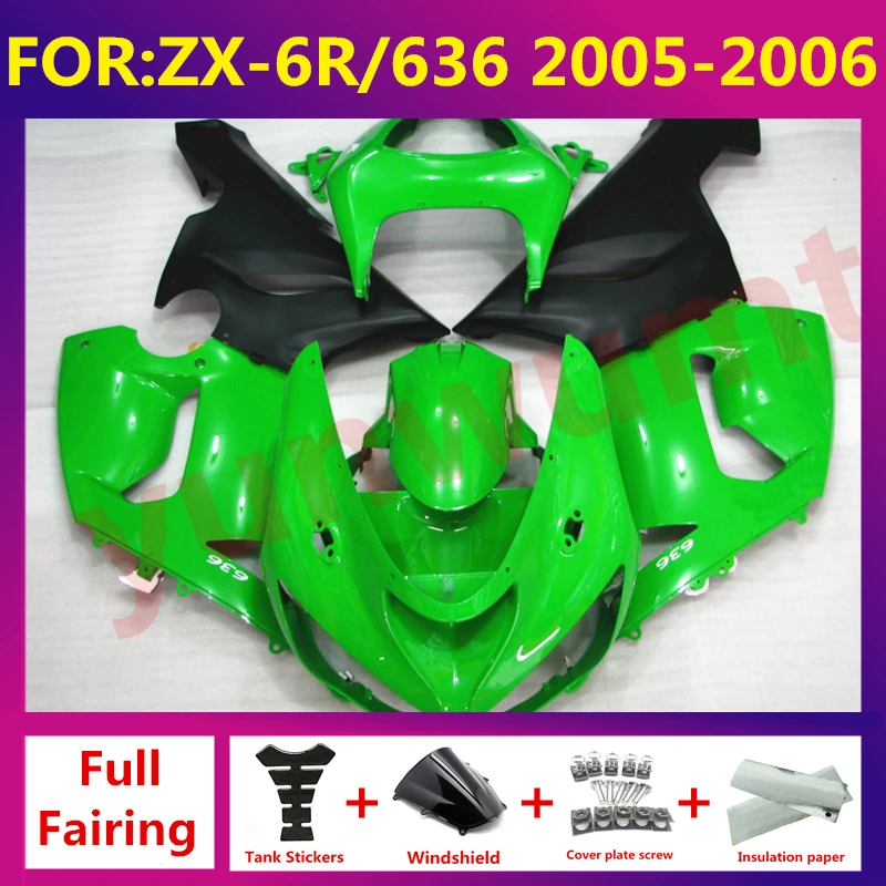 

New ABS Motorcycle Fairing kit Fit For kawasaki ZX6R 636 ZX-6R zx-6 2005 2006 05 06 full fairings bodywork zxmt set green black