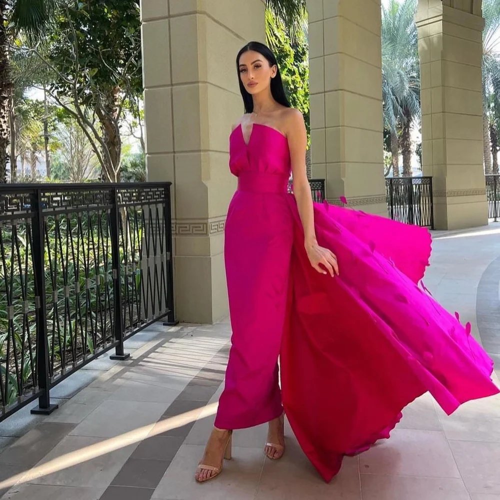 

Serendipity Saudi Arabia Ankle-Length Trumpet Formal Occasion Elegant Strapless Feathers Evening Dress Prom Gown For Women 2023