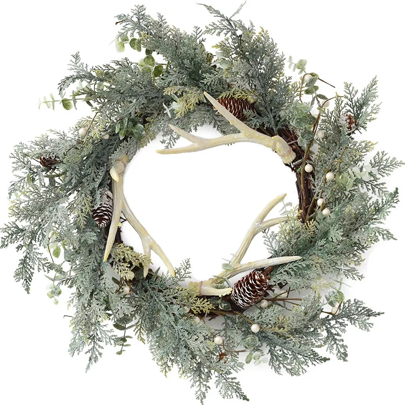 nordic-style-silver-christmas-wreath-rattan-door-hanging-diy-cutting-scenes-decoration-christmas-decorations