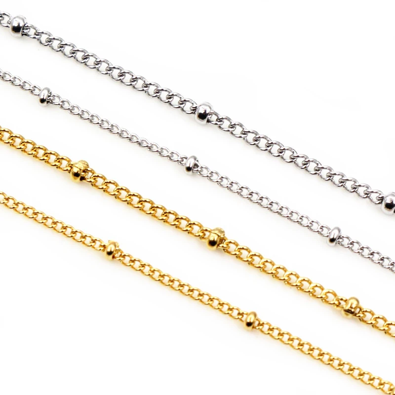 5 Meter nie verblassen Edelstahl vergoldete Kugel Halskette Ketten für DIY Schmuck Ergebnisse Herstellung von hand gefertigten Zubehör