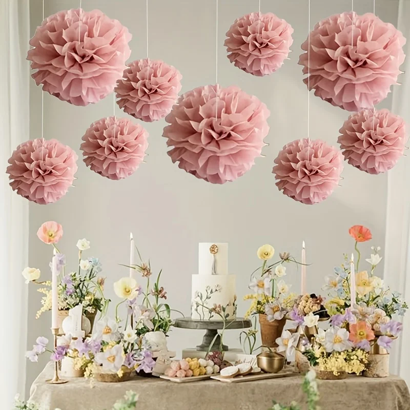 Elegant Pink Paper Flower Balls Set - Ideal for Celebrations & Events