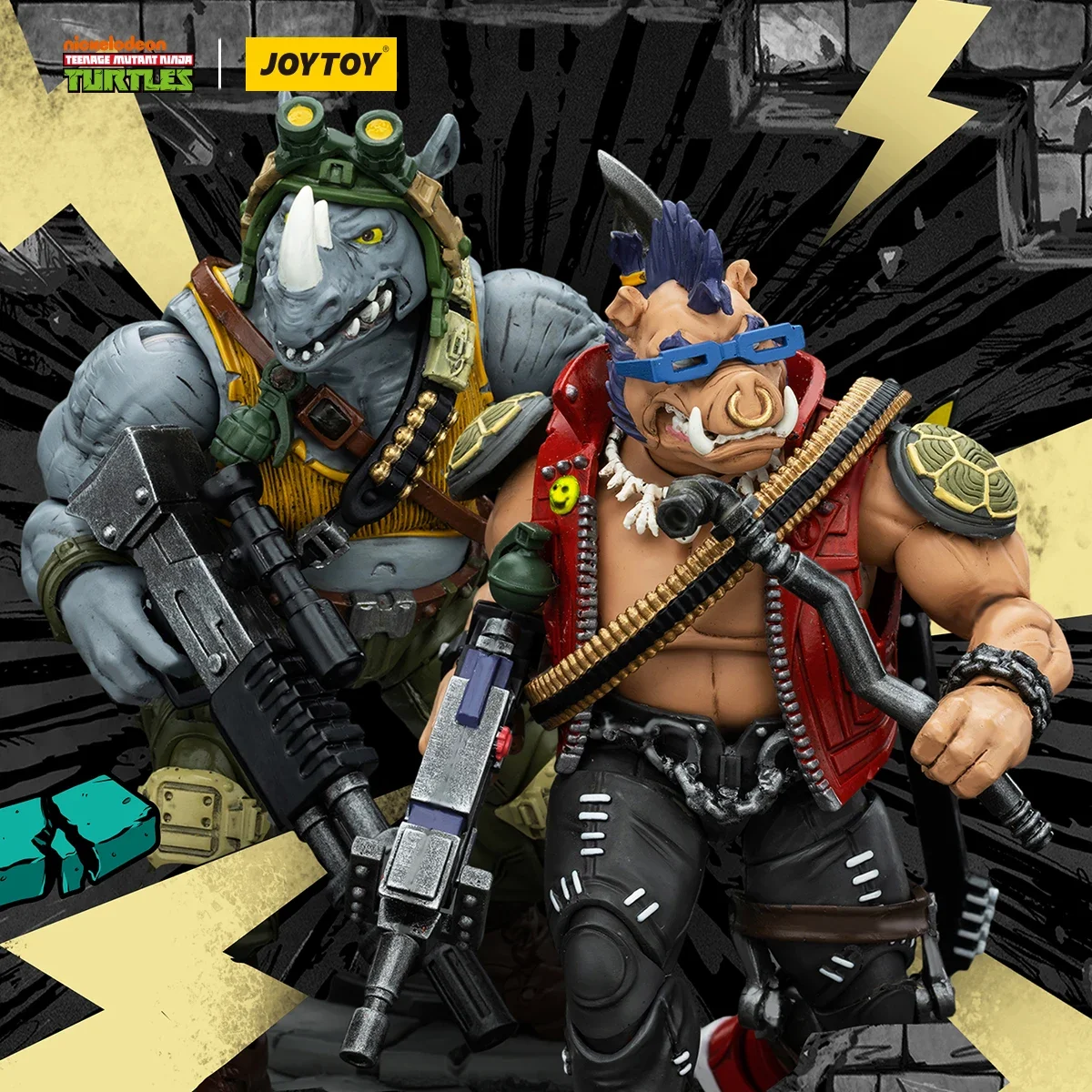 [IN STOCK] JOYTOY 1/18 Action Figure TMNT Beebop Rocksteady Set of 2 Figures Anime Figures Model Toy 3