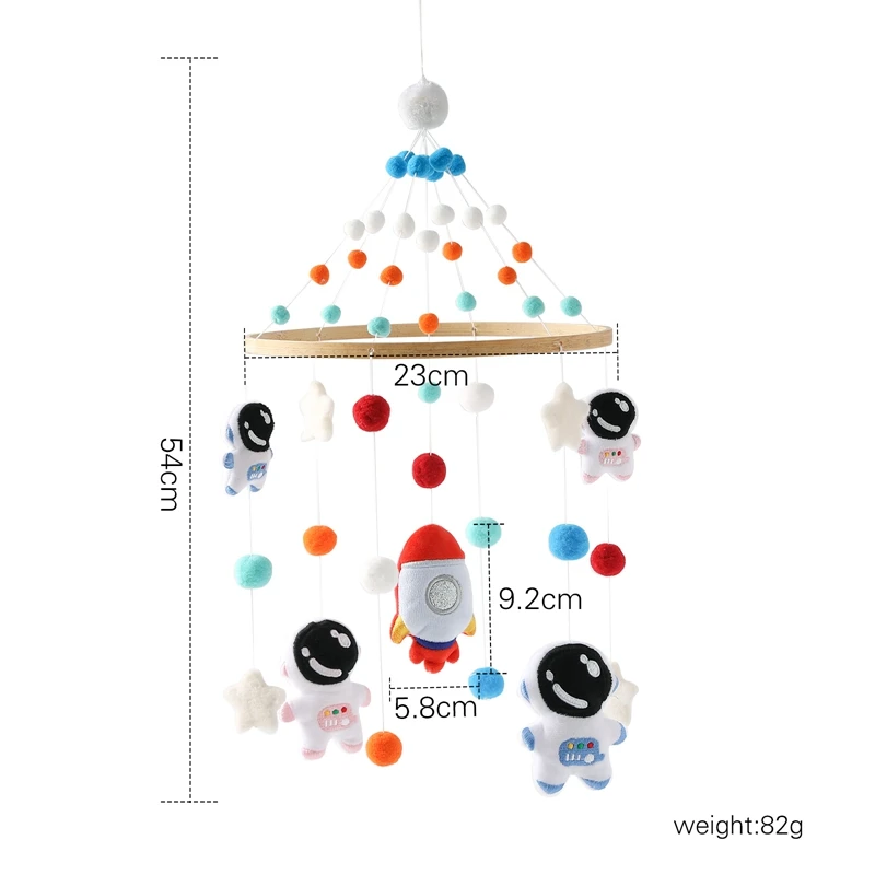 Let's make Baby Mobile Rattles Toys 0-12 Month Cartoon Astronaut Crib Bed Bell Toddler Rattles Carousel Kids Musical Toys Gifts