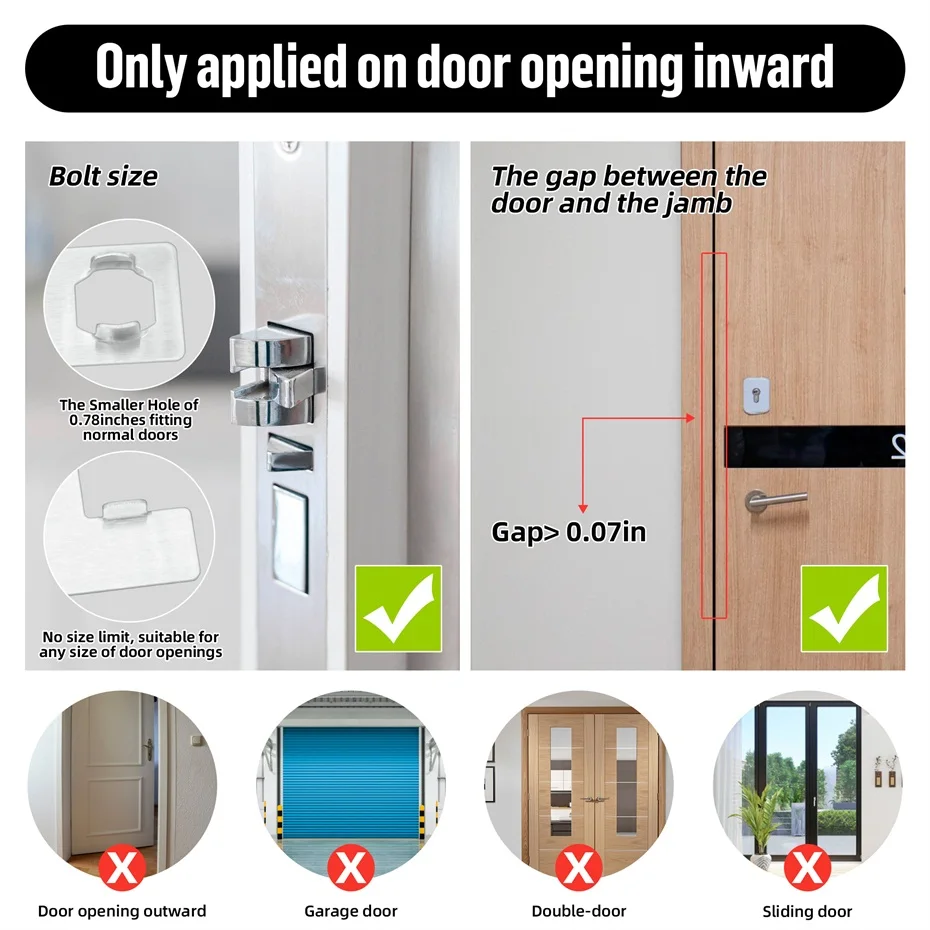 2pcs Portable Door Lock Home Security Door Lock Travel Lockdown for Additional Safety and Privacy Perfect for Hotel