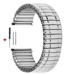 Stainless Steel Elastic Watch Band - Universal Stretch Expansion Bracelet - 16mm (Silver)