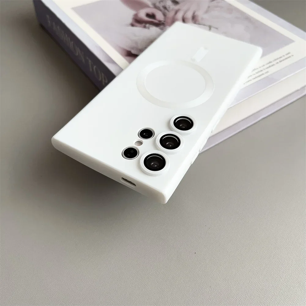 Enhanced Plating Silicone Magnetic Wireless Charging Case with Lens Protection Cover