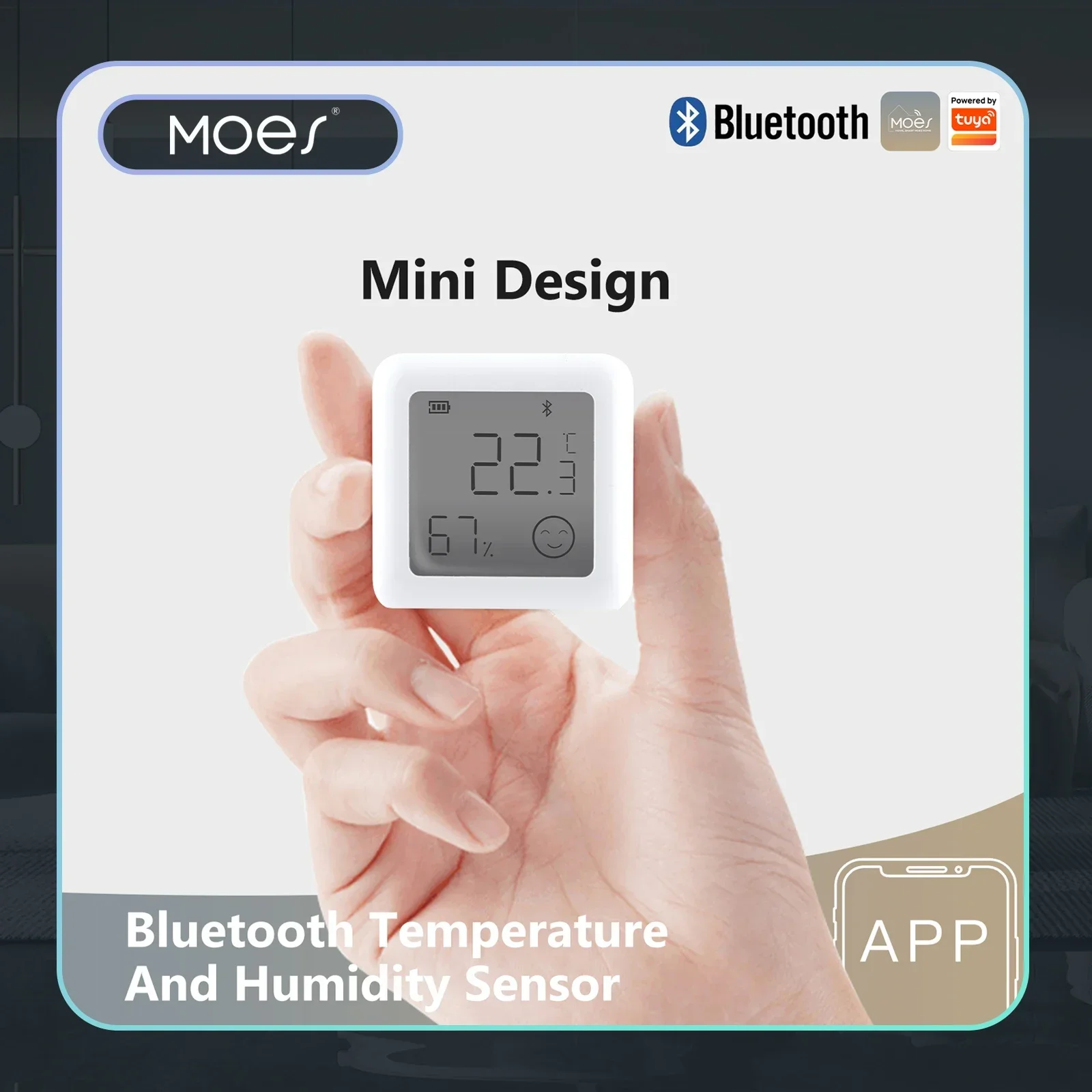 Temperature Humidity Sensor Temperature Humidity Meter MOES Tuya Bluetooth Smart Temperature Humidity Sensor LCD Indoor Hygrometer Thermomter APP Remote Control Voice Control Google