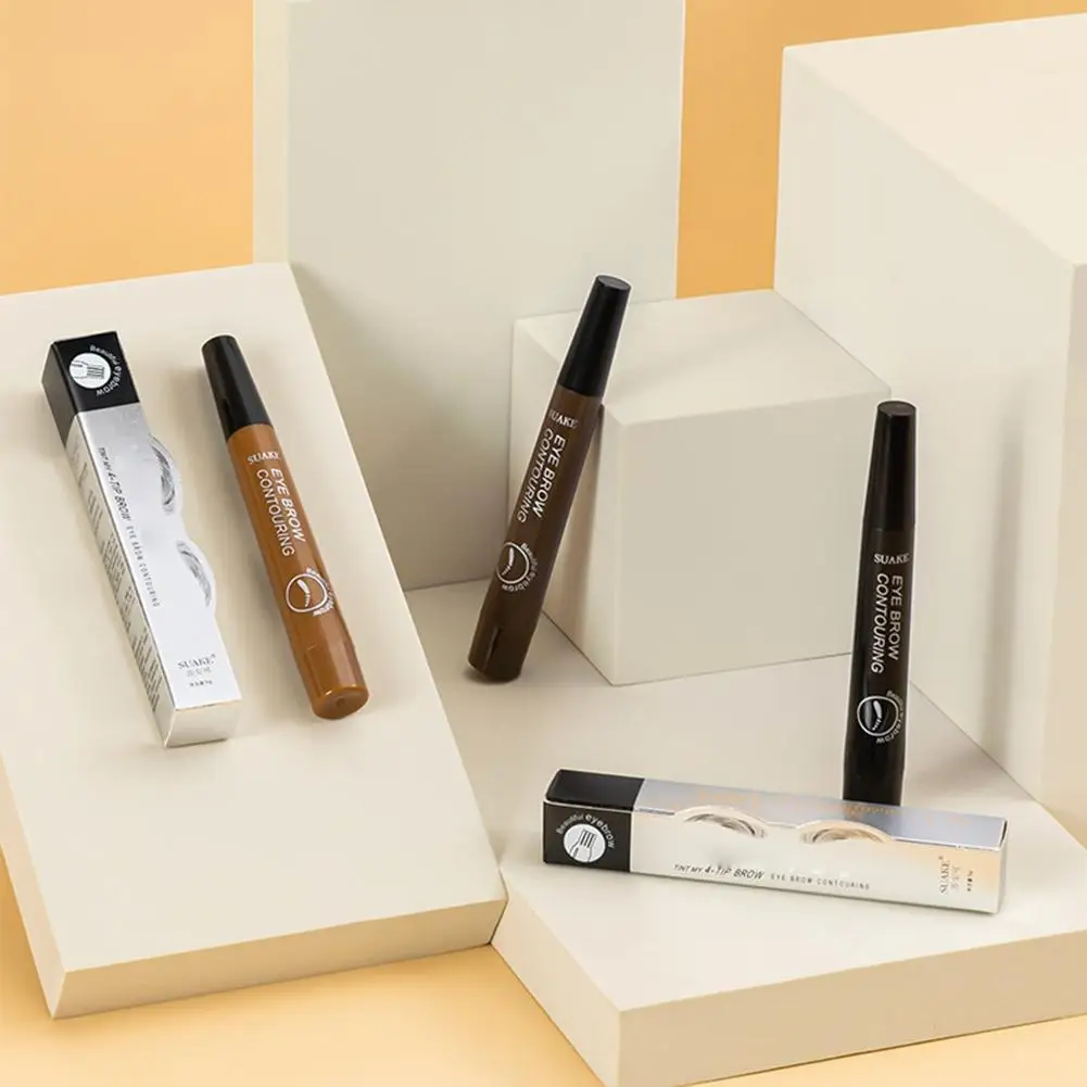 

Eyebrow Pencil Waterproof Eyebrow Pen Brown / Black Fork Brow Points Eye Liquid Makeup Brow Lasting 4 Pencil Tip Natural Lo G7S4