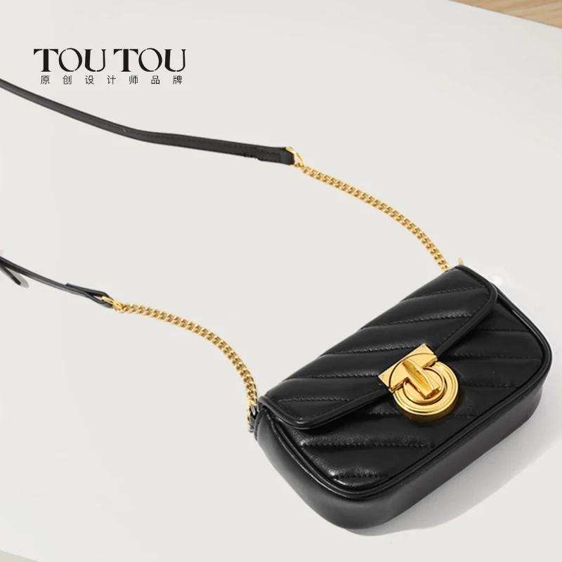 TOUTOU Genuine Leather Bolsas Chic Shouler Bag, Mini Quilted Shoulder Bags for Women, Designer Luxury Bag For Daily Use