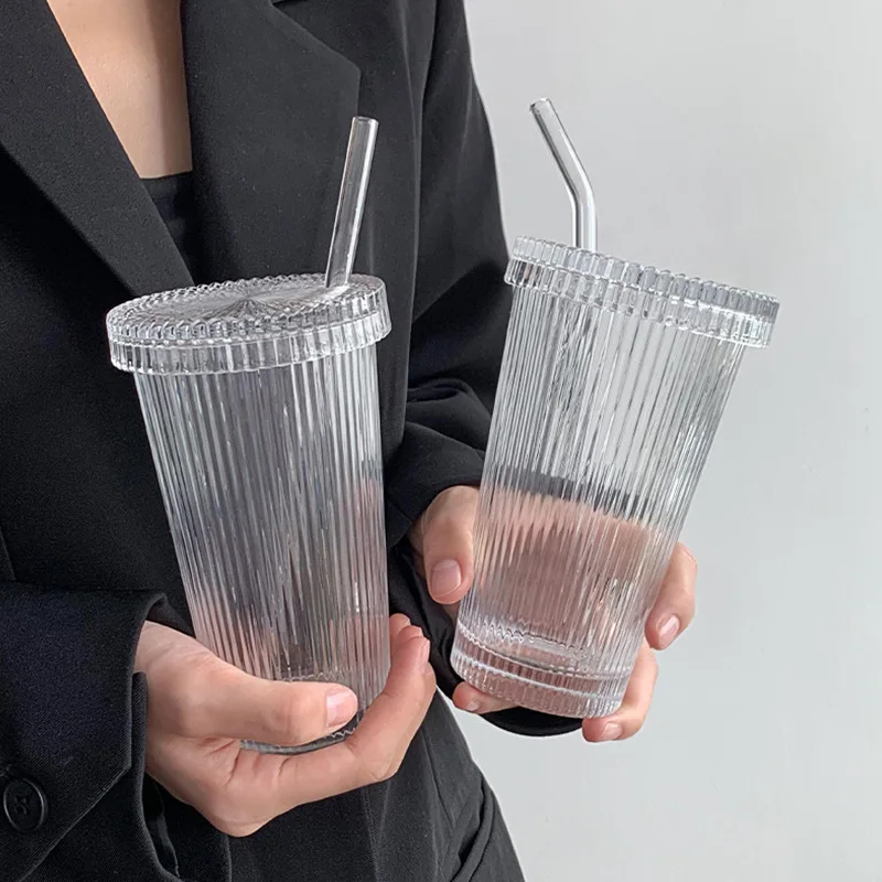 Set 8 Bicchieri In Vetro A Forma Di Lattina Da 16 Once Con Coperchio E Cannuccia - Tazze Per Caffè Freddo, Birra, Cocktail E Succhi - Include Spazzole Per Pulizia - 4