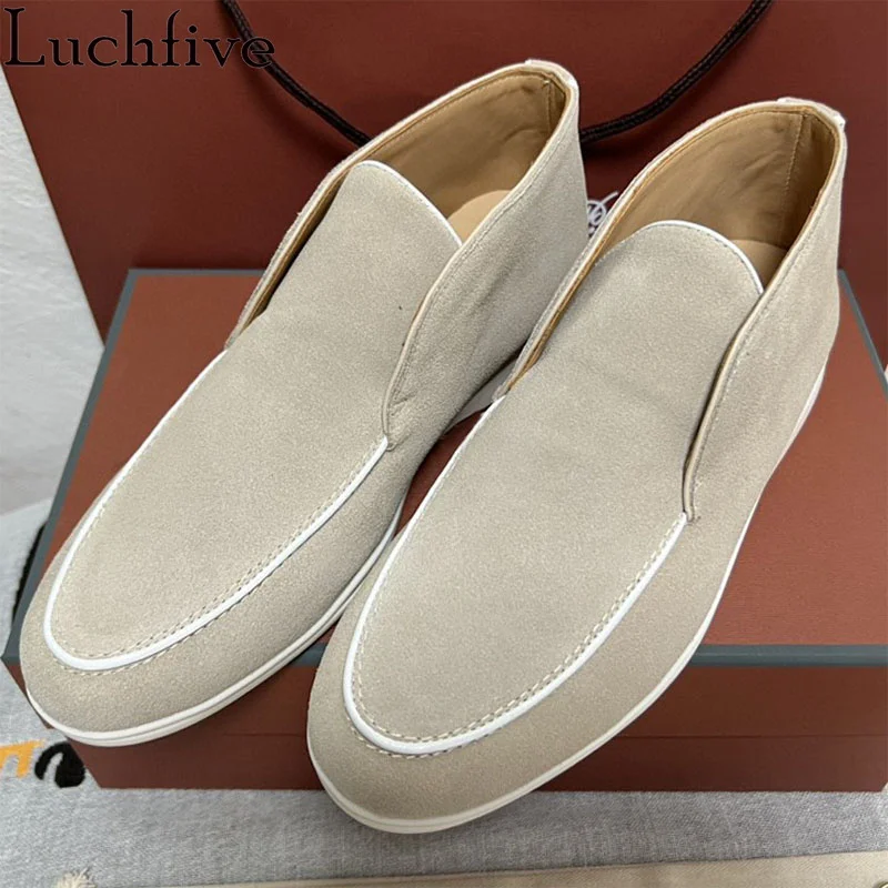

New Quality High Top Hot Sale Flat Loafers Shoes Women Nude Real Suede Flat Shoes Unisex Round Toe Casual Brand Walk Shoes Mujer