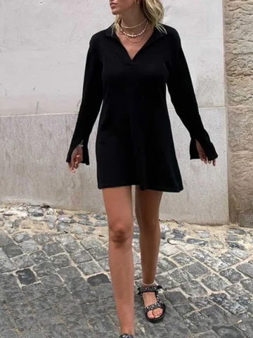 Standard Collar Mini Dress Women Summer Long Sleeve Robe Femme 2022 Casual Shirt Vestidos Mujer Streetwear