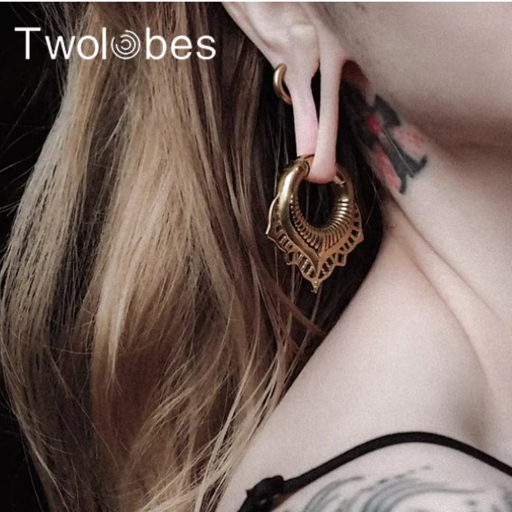 Twolobes 316 스테인리스 스틸 이어 웨이트 행거 게이지 터널, 스트레치 로브 피어싱 바디 쥬얼리, 신상품, 2 개