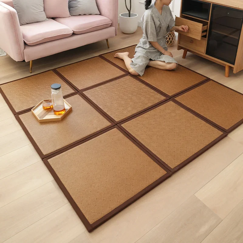 

Folding Rattan Floor Mat 2cm Thick Living Room Floor Sleeping Mattress Japanese Tatami Carpet Pad Summer Baby Play Mat Non-Slip
