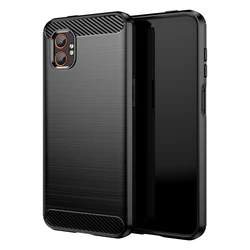 Silicone Carbon Fiber Back Cover Case for Samsung XCover 7 Pro (Black)