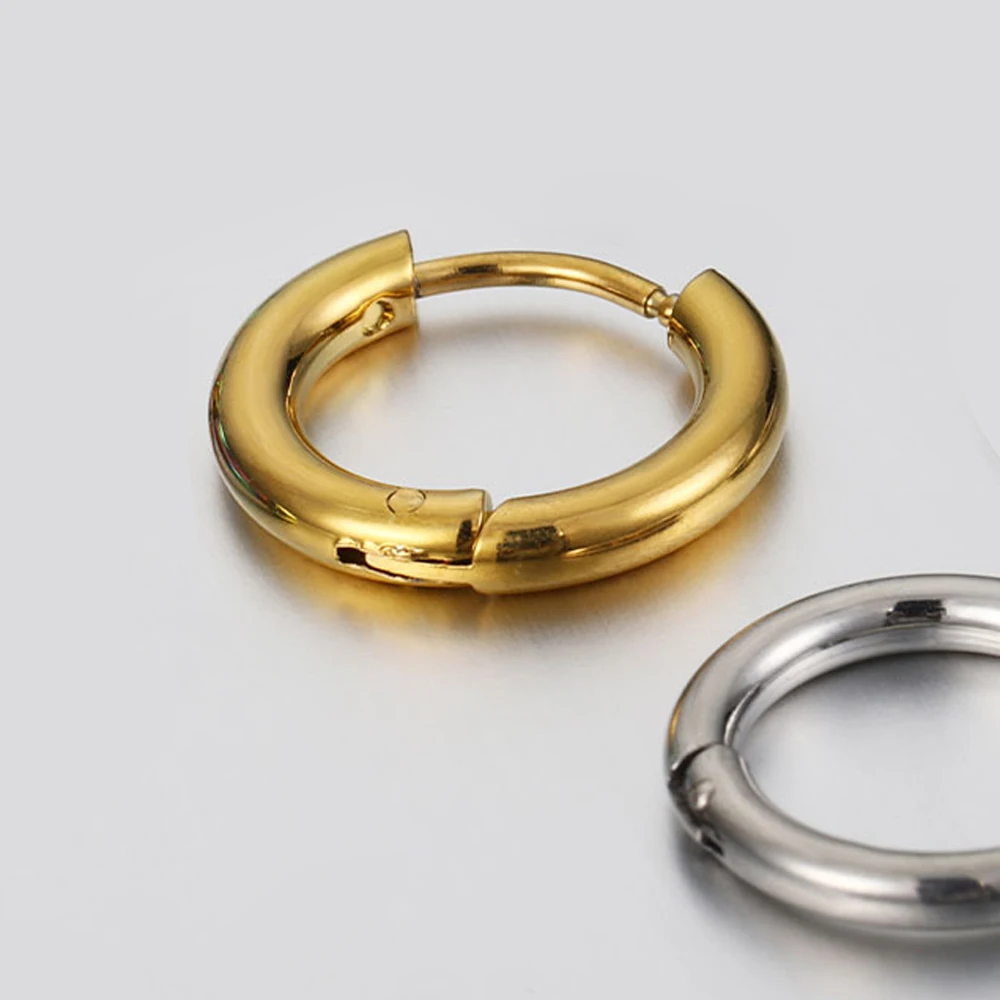 10pcs Stainless Steel Hoop Earrings Women Earrings Men Punk Hiphop Bijoux Gifts Fashion Gold Color Jewelry Piercing Accessory