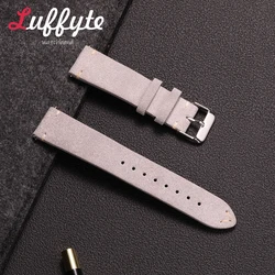 Vintage Suede Leather Quick Release Watch Strap Replacement Wristband - 22mm (Gray)