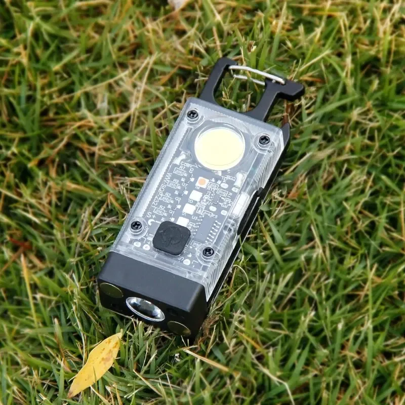 COB Keychain Work Light with Dual Light Source Rechargeable Solar Powered 9Mode Magnet Base for Camping Fishing Repair Walk