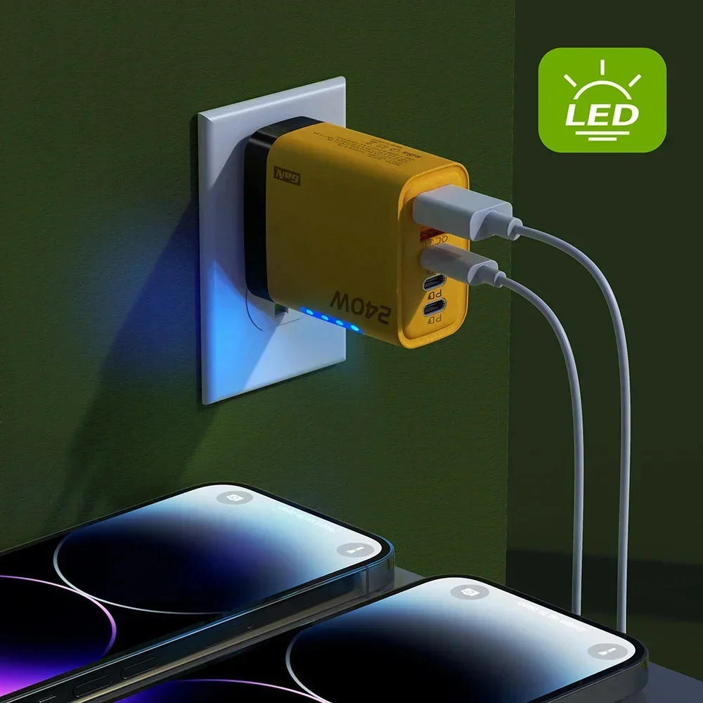 Total 240W USB Fast Charger 5 Ports EU/US Plug Ubiversal USB Type C Charger LED Light Desktop Power Adapter QC 3.0 Wall Chargers