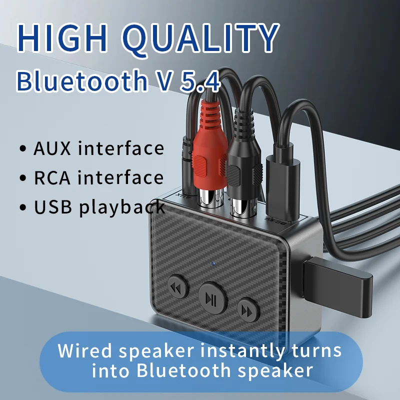 Bluetooth 5.4 Audio Receiver 3.5mm AUX RCA USB U-Disk Stereo Music ...