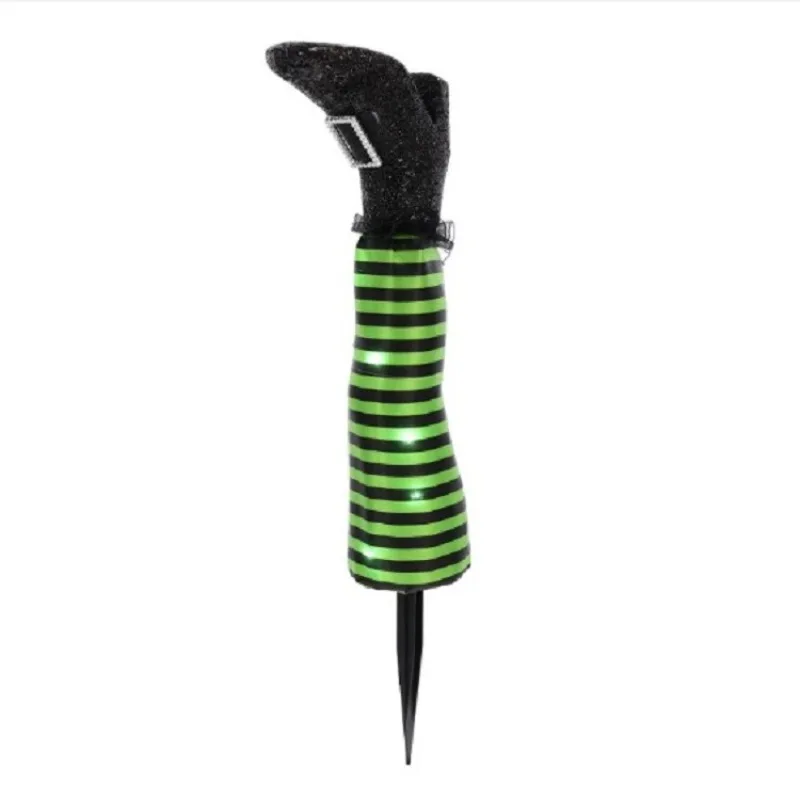 

2PCS Halloween Evil Witch Legs Decoration Upside Down Wicked Wizard Feet with Boot Stake Yard Lawn Garden Halloween Decor Props