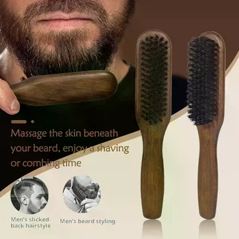 Manico in legno Setola di cinghiale Spazzola per barba Strumento per rasatura Spazzola per capelli Spazzola per barba da uomo in legno Stilista Spazzole per baffi