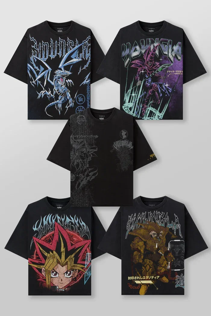 YA Trendy Brand Oversized T-shirt Street Leisure  Breathable Large Material Tshirt Animation Graphic Tee Short Sleeve Top 4