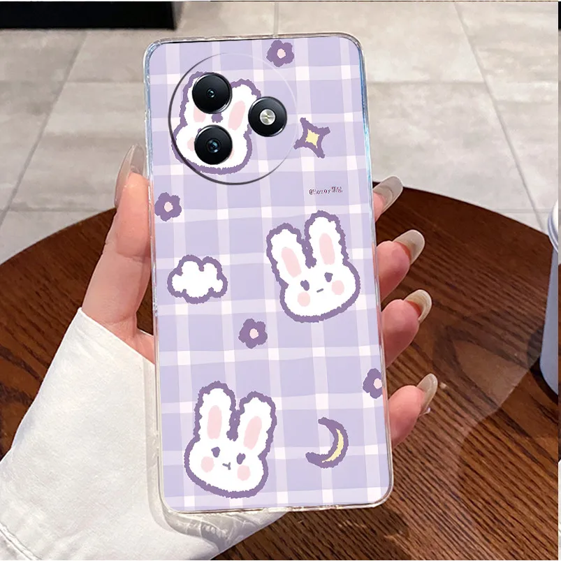 Clear Case with Cute Love Rabbit Cartoon - Luxury Soft Silicone TPU Cover
