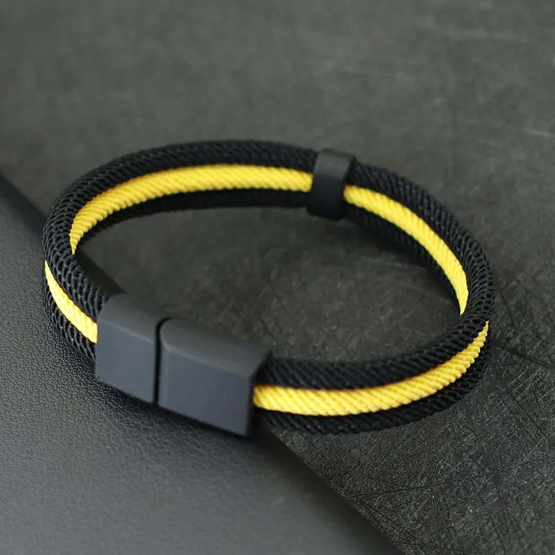 Mens Rope Bracelet Magnet Buckle Biker Accessory