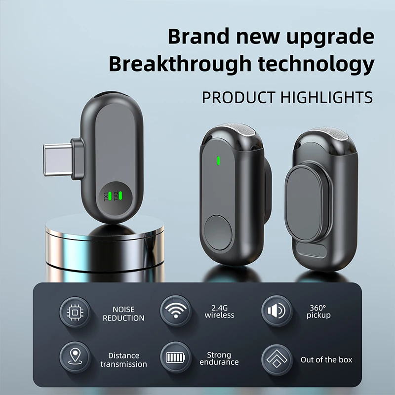 Wireless Dual-Mic Lapel System for Vlog Recording & Live Streaming